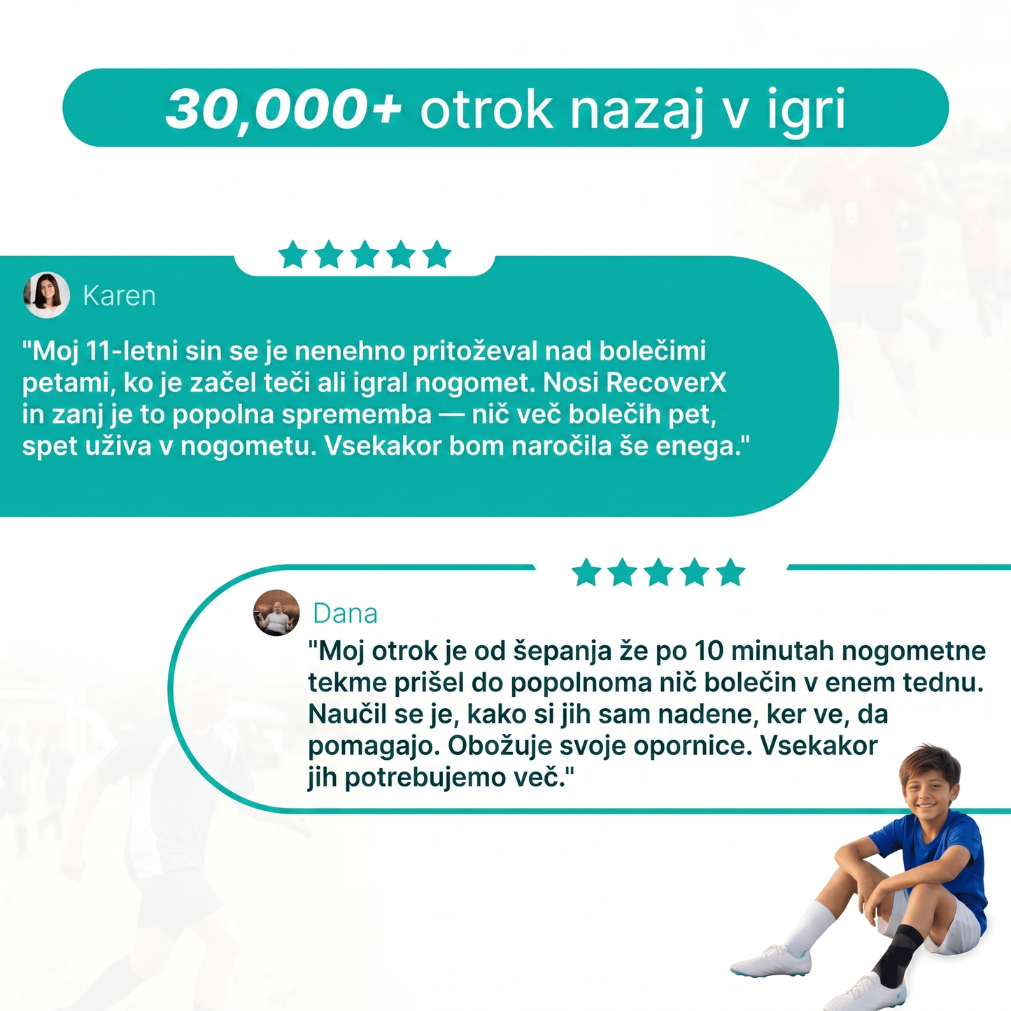 RecoverX – Podporni rokav za peto in rastno ploščico za mlade